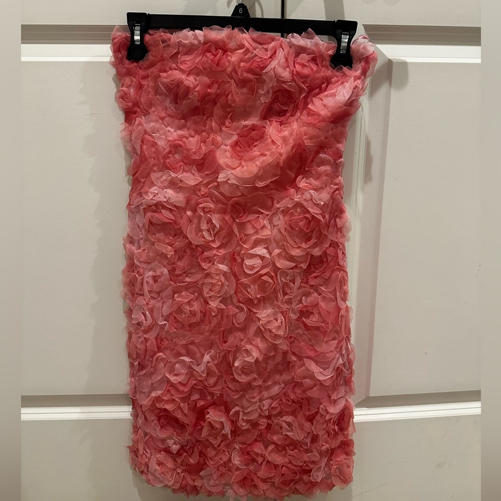 Strapless Textured Floral Dress Pink from These Three Boutique - Size Small